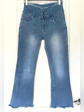 VTG Tommy Hilfiger High Rise 3-Button Fly Frayed Waist Flare Jeans 30